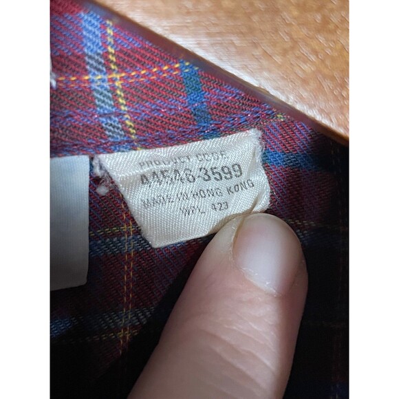 Vintage 70s Levi's Plaid Button Up Shirt Levi Strauss & Co Embroidered Women's 8 - Picture 6 of 13